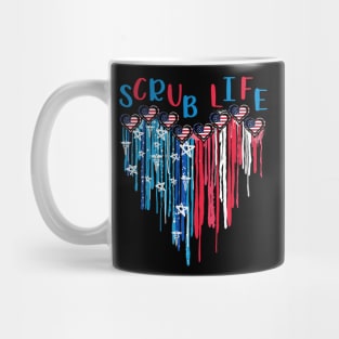 Scrub Life American Flag Melting Heart 4th Of July Mug